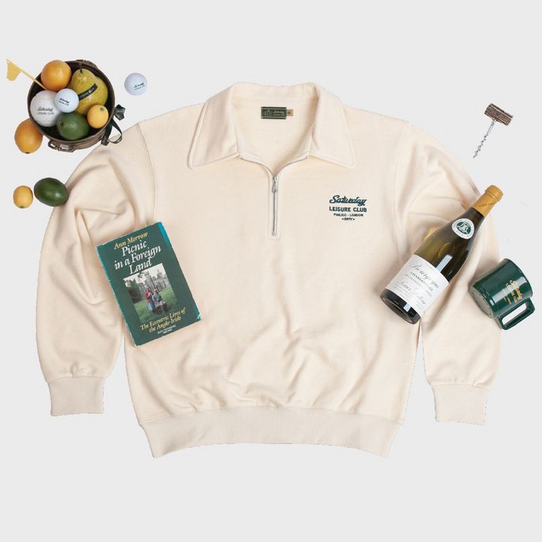 세러데이 레저 클럽 Saturday Leisure Club Logo Leisure Half Zip-Up Sweatshirt(Unisex) - Ivory L