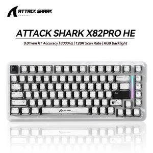 어택 샤크 X82PRO HE 8K RGB 마그네틱 스위치 키보드 75% 핫스왑 가능 PBT 트리플 모드 게이머용