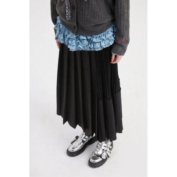 럭키슈에뜨 Blend Pleated Long Skirt (black) LFKAS260BKX