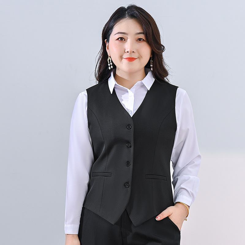 여자 빅사이즈 정장 흰색 셔츠 조끼 바지 오피스룩 근무복 10XL