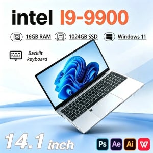 새로운 14.1인치 휴대용 노트북 인텔 코어 i9 9900, 1TB/2TB SSD, 16GB DDR4, 윈도우 11 프로, 사무용 및 게임용 (PC 노트북)