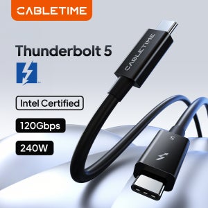 CABLETIME Thunderbolt 5 케이블 4K 540Hz 120Gbps 240W 인텔 인증 Thunderbolt 5/4/3 장치 SSD Macbook Pro EGPU와 호