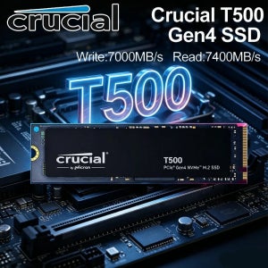 Crucial T500 1TB PCIe Gen4 NVMe M.2 SSD 7300MB/s 고속 게이밍 드라이브, PS5 노트북 PC 호환, OEM 정품 CT1000T500SSD8