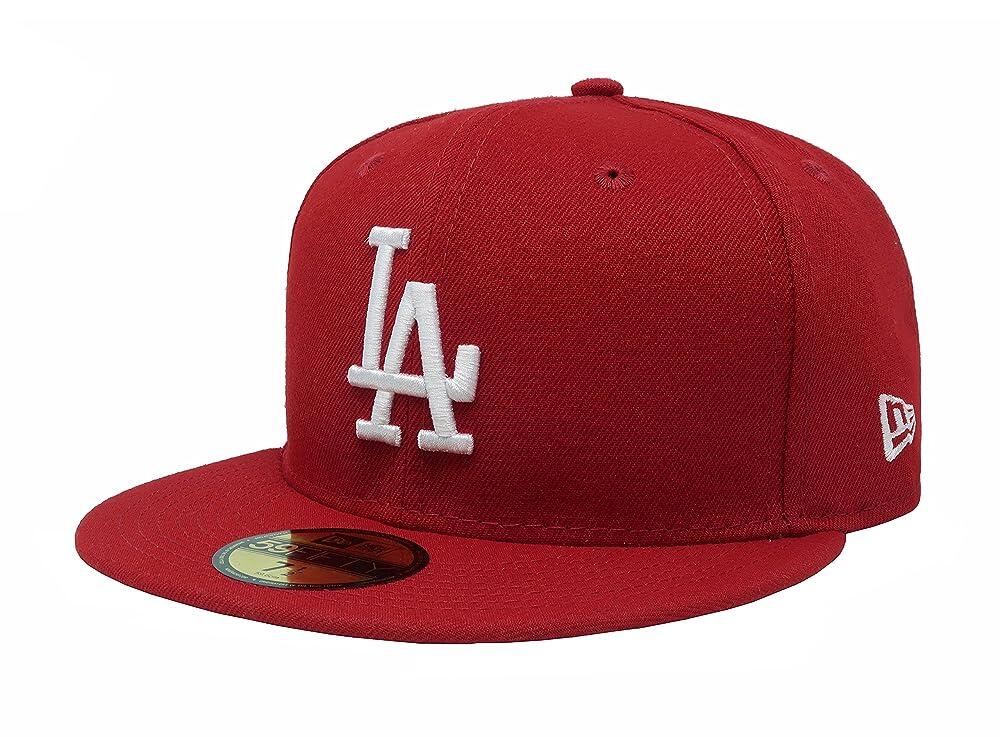 New Era 59Fifty MLB 베이직 로스앤젤레스 다저스 스칼렛 레드 장착 헤드웨어 캡