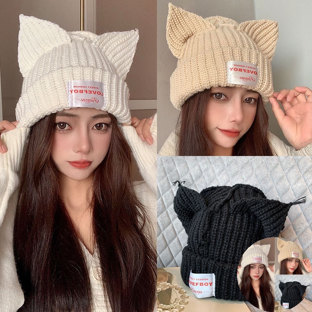 패치도비비니 니트 여성비니 베이지