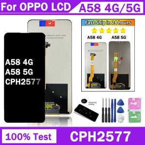 Oppo A58 4G LCD CPH2577 용 OEM A58 화면 프레임이있는 Oppo A58 5G 디스플레이 용 디스플레이 터치 스크린 디지타이저 어셈블리