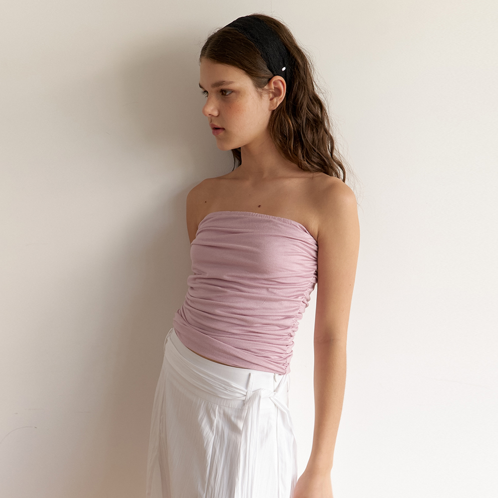[카인더베이비] soft shirring tube top - powder rose