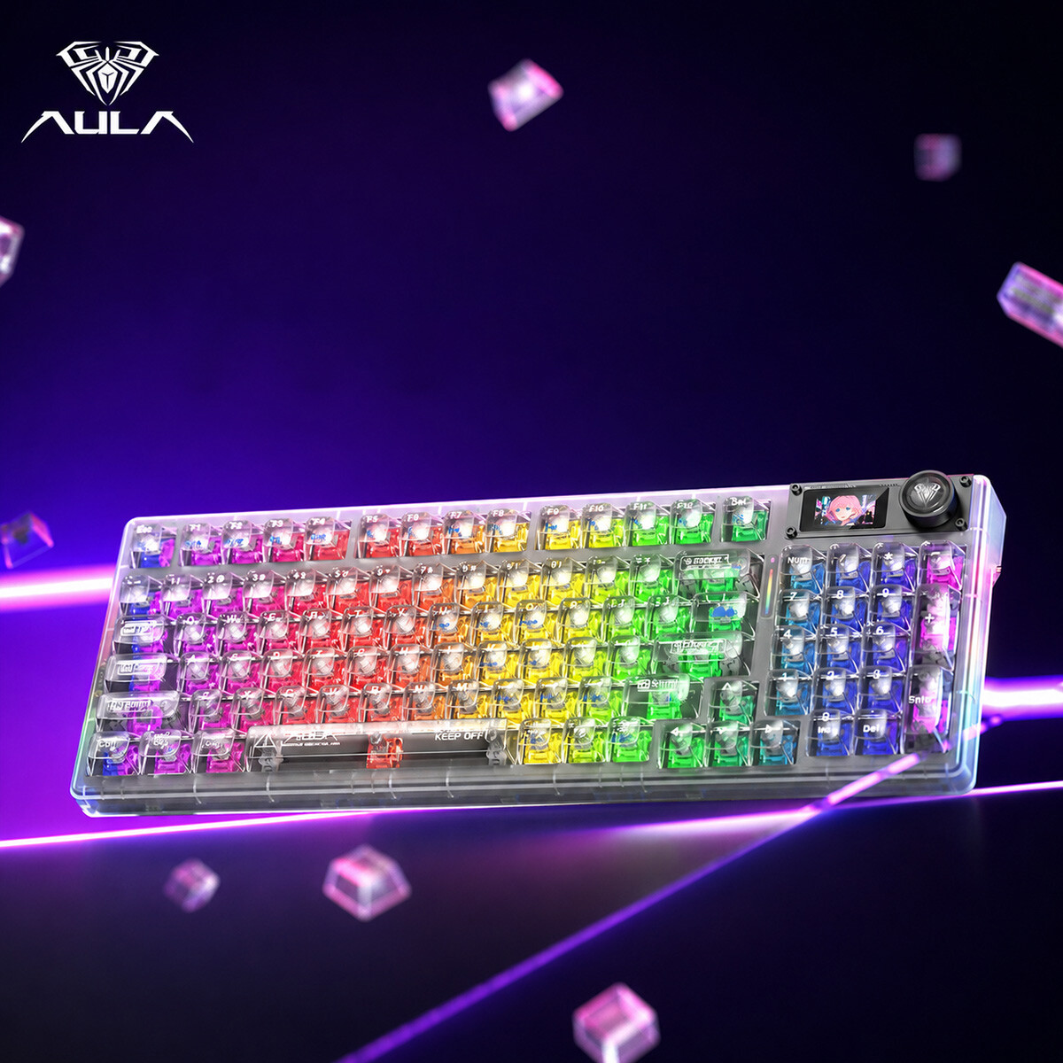 AULA 독거미 F98Pro V3 투명RGB 기계식 키보드 세이야/빙정축 (53,500원) (무료)