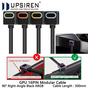 UPSIREN GPU16PIN 모듈형 케이블, 12VHPWR ARGB 및 5V 3핀, 18AWG 90 °   직각 남성-남성 디자인, 5090 / 3070은 적용되지 않습니다.