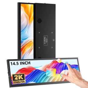 14.5인치 2K 터치스크린 스트레치 바 모니터 2560x720 IPS LCD, USB-C 입력, PC 케이스 CPU GPU 모니터용 터치 보조 디스플레이
