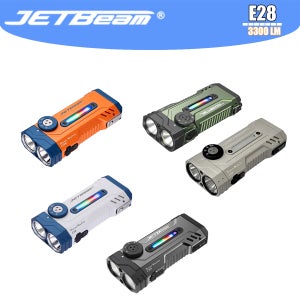 JETBEAM E28 EDC 전술 손전등 보조베터리 3300 루멘 충전식 보조베터리 자전거 조명용 UV 블랙 라이트 토치