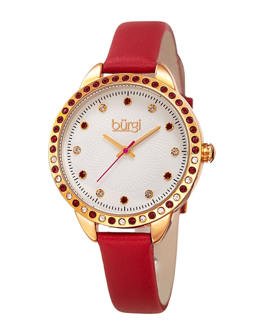 Burgi 여성 레드 가죽 스트랩 시계 Women s Watch 101304032 11593015