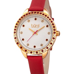 Burgi 여성 레드 가죽 스트랩 시계 Women s Watch 101304032 11593015