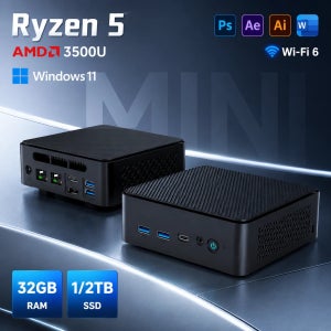 2026 미니 PC AMD 라이젠 5 3500U 32GB 램 2TB SSD 데스크탑 게이밍 사무용 미니 컴퓨터 윈도우 11 WIFI5 듀얼 4K 디스플레이 TYPE-C