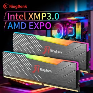 킹뱅크 RGB DDR5 RAM 메모리 2x32GB / 2x16GB 세트 6400MHz SK 하이닉스 A-다이 칩 CL32 컴퓨터 메모리 (히트싱크 포함, 블랙)