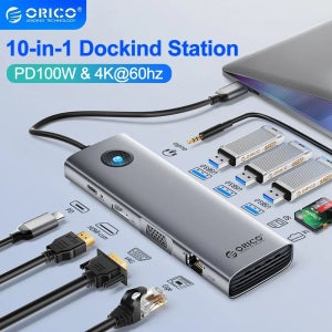 ORICO 도킹 스테이션 유형 C 허브-4K60Hz HDMI 호환 USB 3.0 어댑터 RJ45 PD100W Macbook Pro Air iPad Pro M1 M2 용 충전