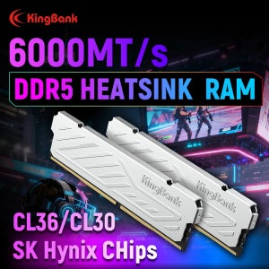 KingBank DDR5 RAM 8GB / 8GBx2 / 16GBx2 6000MHz 데스크탑 메모리 CL36/CL30 XMP 3.0/AMD EXPO 데스크탑 컴퓨터 메모리 히트싱크