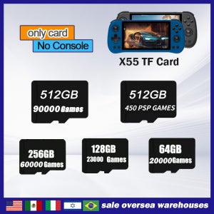 POWKIDDY X55 레트로 핸드헬드 게임 콘솔 TF 카드, 512G 90000 게임 내장, PSP 프리로드 게임 메모리 카드 범용