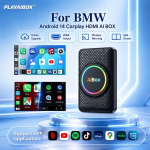 PLAYAIBOX 안드로이드 TV 박스 HDMI 출력 안드로이드 14 무선 CarPlay 어댑터 안드로이드 오토 지원 유튜브 넷플릭스 IPTV BMW용