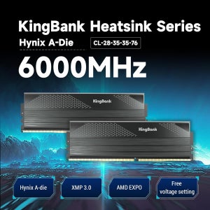 킹뱅크 KFXB DDR5 RAM 2x16GB 6000MHz CL28-35-35-76 1.45V AMD EXPO 인텔 XMP 3.0 컴퓨터 메모리 하이닉스 A 다이 블랙