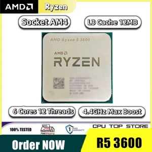 AMD Ryzen 5 3600 언락 6코어 12스레드 4.4GHz 데스크탑 CPU - AM4 소켓 게이밍 프로세서 - 패키지 없음