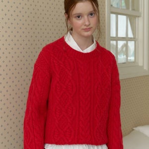 클루니 Alpaca twist cable knit sweater - red