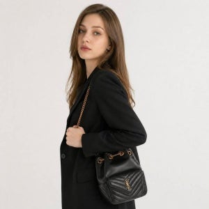 생로랑 조 미니 버킷 백 블랙 760745 1EL07 1000 모노그램 조에 퀼트 체인 숄더 여성 버킷백 1660026 152275429