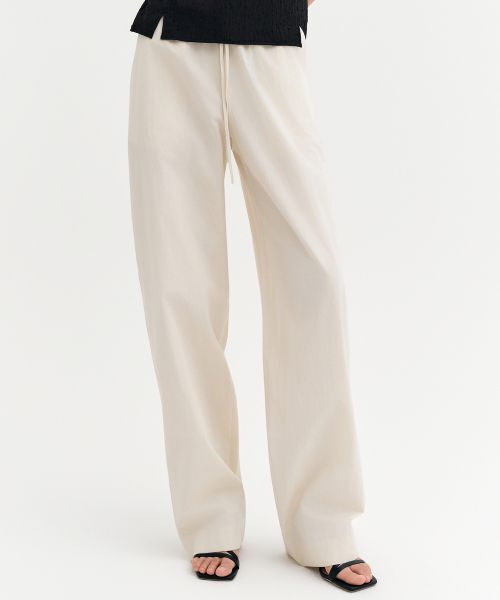 룩케스트이네스 코튼 밴딩 팬츠라이트 베이지 INES COTTON BANDING PANTSLIGHT BEIGE  LIGHT BEIGE  M