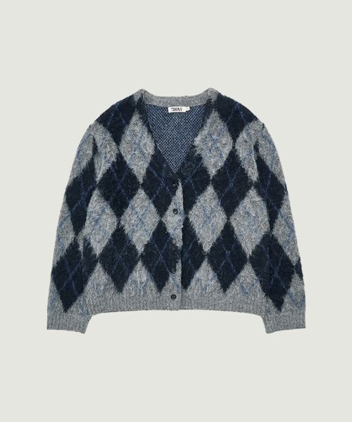 그로브 ARIA BRUSHED ARGYLE CARDIGAN (NAVY)