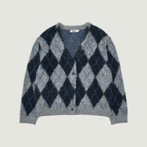 그로브 ARIA BRUSHED ARGYLE CARDIGAN (NAVY)