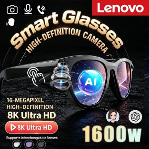 레노버 1600W 듀얼 카메라 AI 스마트 글래스 블루투스 통화 실시간 번역 8K HD 촬영 오디오 비디오 음악재생 선글라스 2026