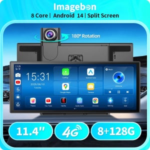 이미지본 M70 11.4인치 4G 안드로이드 14 8+128GB 블랙박스 8코어 무선 카플레이 & 안드로이드 오토 분할 화면 원격 모니터링 차량용 DVR