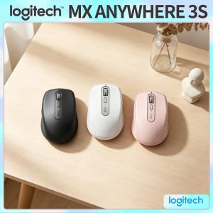 인체공학적 로지텍 MX 애니웨어 3S 마우스 - 8K DPI, 하이퍼스크롤, 무소음 클릭, 3개 기기 연결, 시장 이동용 USB-C 충전