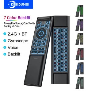 에어 마우스 리모컨 자이로스코프 7색 백라이트 듀얼 모드 BT5.2 2.4G 무선 키보드 마우스 PC 안드로이드 스마트 TV 박스용