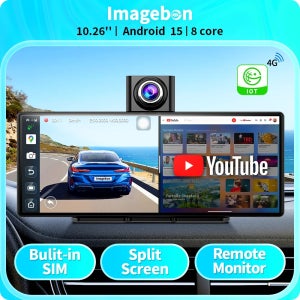 Imagebon M60 4G LTE 안드로이드 15 8코어 대시캠 무선 카플레이 & 안드로이드 오토 분할화면 GPS 1080P 실시간 모니터 차량용 DVR