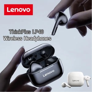 오리지널 레노버 LP40 TWS 세미 인이어 이어버드 블루투스 5.3 ENC 터치 컨트롤 IPX5 스포츠 게이밍 무선 헤드셋 (마이크 포함)