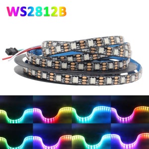 DC5V WS2812B RGB LED 스트립 라이트 픽셀 RGB IC 다채로운 개별적으로 주소 지정이 가능한 IP30 IP65 IP67 방수 테이프 라이트 블랙 PCB