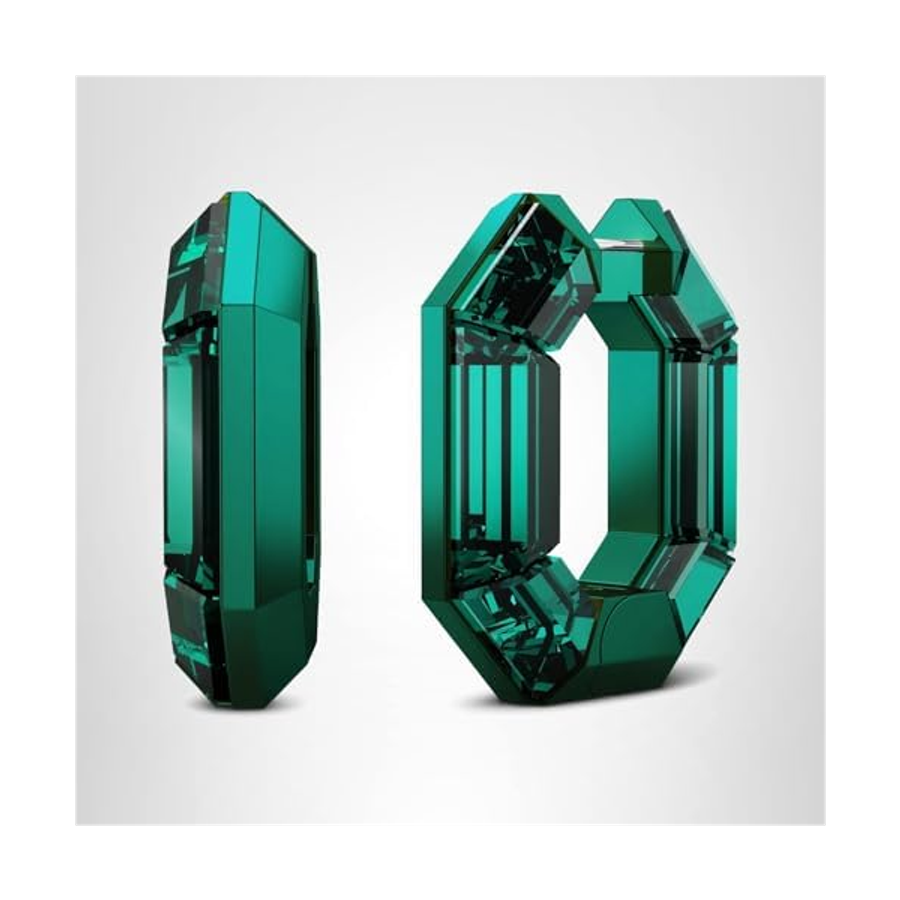 Swarovski Lucent Small Hoop Earrings Green Octagon Shaped Crystals Part of the Swarovski Lucent Co