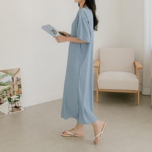 다잇템 여자 간절기 데일리 루즈핏 플리츠 롱 원피스 체형커버 원피스_25854837_588872