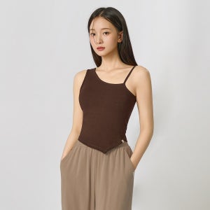 아사나 언발 스포츠 요가복 슬리브리스 티셔츠 나시 브라운