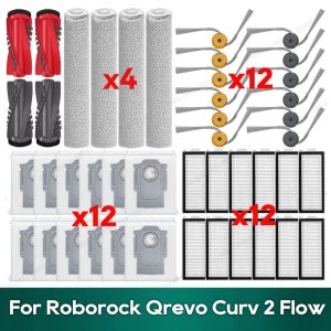 로보락 Qrevo Curv 2 플로우 액세서리 호환 메인 브러시 필터 먼지 봉투 걸레 천 교체 부품