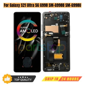 삼성 갤럭시 S21 울트라 5G G998 SM-G998B SM-G998U용 iParts 교체 AMOLED 디스플레이 터치스크린 프레임 포함 전체 어셈블리