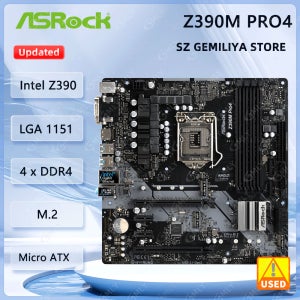 ASRock Z390M Pro4 메인보드 DDR4 LGA 1200 인텔 Z390 PCIe 3.0 M.2 128GB 지원 i9-10900 i5-10500 i9-10900 i5-106