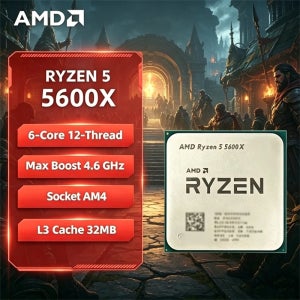 AMD Ryzen 5 5600X AMD R5 5600X CPU 6코어 12스레드 4.6GHz 언락 데스크탑 프로세서 소켓 AM4 게이밍 CPU (패키지 미포함)