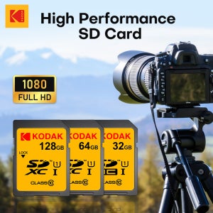 KODAK 100% 오리지널 64GB 128GB SD 카드 메모리 카드 Class10 256GB U1 HD SD 카드 메모리 카드 SDXC V30 카메라 용 메모리 카드