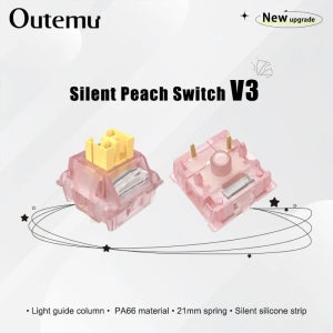 Outemu 사일런트 피치 V3 스위치 기계식 키보드 선형 스위치, 라이트 가이드 폴, 5 핀 핫 스왑, PA66 사전 윤활 POM 21mm 용수철