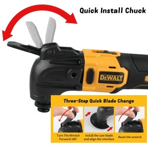 DEWALT DCS356 20V 브러시리스 다기능 진동 공구, 가정 리모델링, 건설, 수리용 공구 없이 블레이드 교체 가능