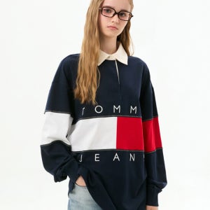 TOMMY JEANS 코튼 플래그 럭비 티셔츠 T32G6TKT11TWT1C1G