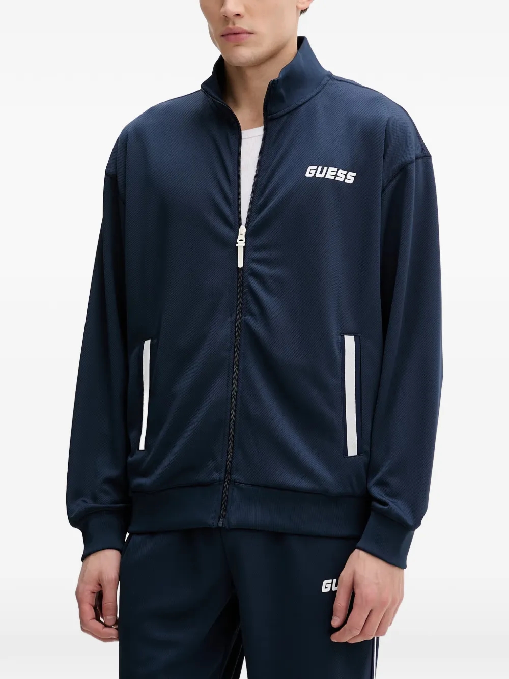 게스 USA logo-print zip-up track jacket Z6RQ06KD482