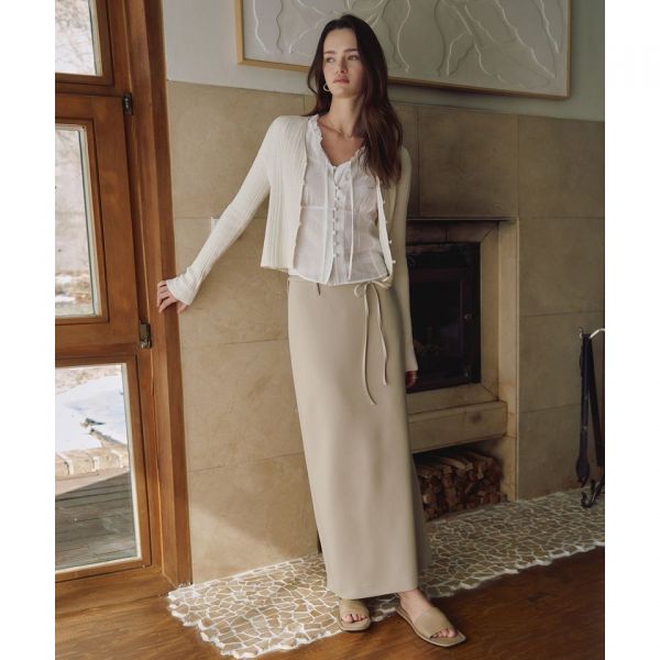 매장정품 COSTUMEOCLOCK WOMAN 포멀 슬릿 H라인 맥시 스커트 베이지 COWSK002BEIGE 149167
